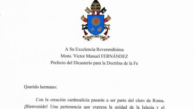 Carta del Papa a 'Tucho' Fernández