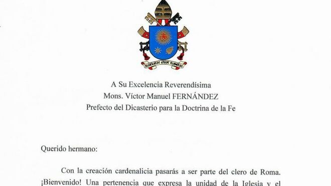 Carta del Papa a 'Tucho' Fernández