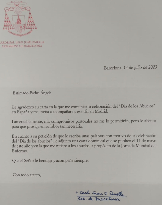 Carta del cardenal Omella