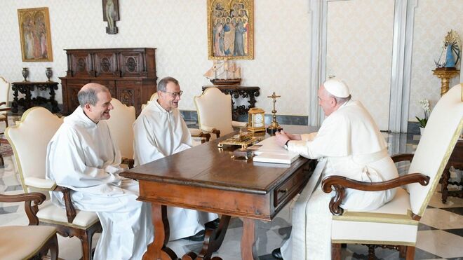 El Hermano Alois y su sucesor, el Hermano Matthew ,visitaron al Papa en marzo pasado