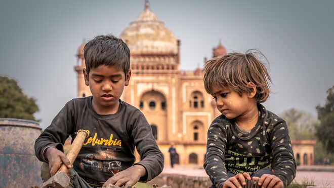 Niños en la India