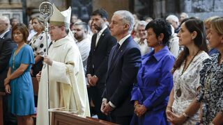 Fernando Prado y el lehendakari Iñigo Urkullu en la basílica de Loyola