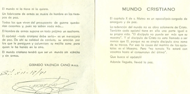Mensaje de Valencia Cano