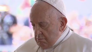 El Papa, recogido en oración ante la Virgen de Fátima