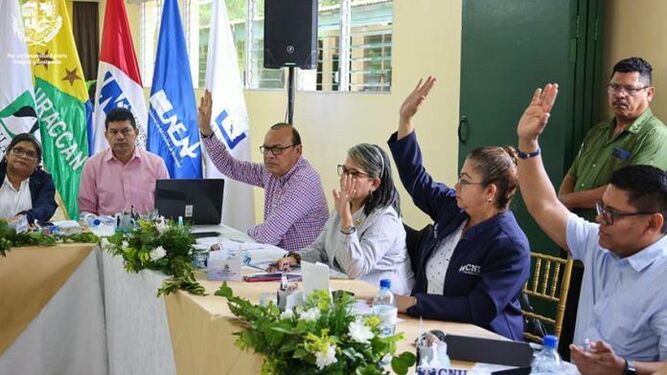 Carlos Irías Amaya, fraile dominico, en una votación del CNU contra la UCA