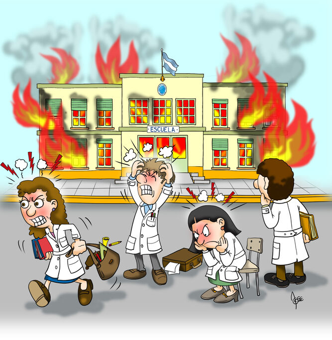 Escuela en llamas