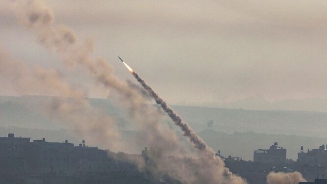 Cohetes lanzados por Hamas contra Israel