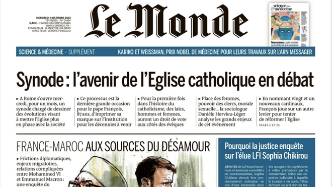 La Iglesia en la portada de 'Le Monde'