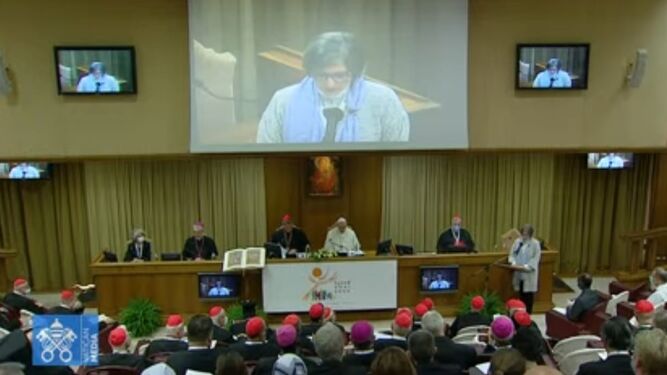 Inogés, durante su meditación introductoria ante el Papa y los cardenales y obispos