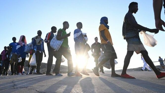 Migrantes en Lampedusa