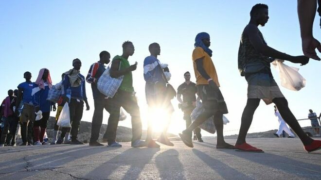 Migrantes en Lampedusa