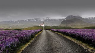 Paisaje con iglesia al fondo