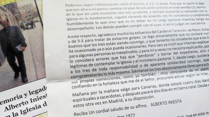 La carta de Alberto Iniesta al nuncio Dadaglio