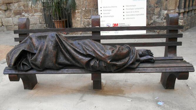 Escultura 'Jesús sin techo', de Timothy P. Schmaiz
