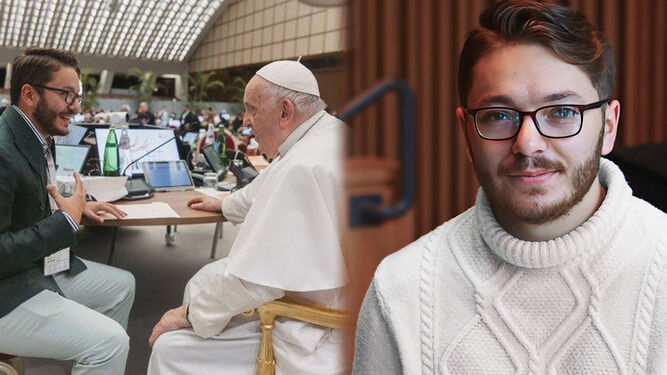 El joven Wyatt Olivas con el papa Francisco