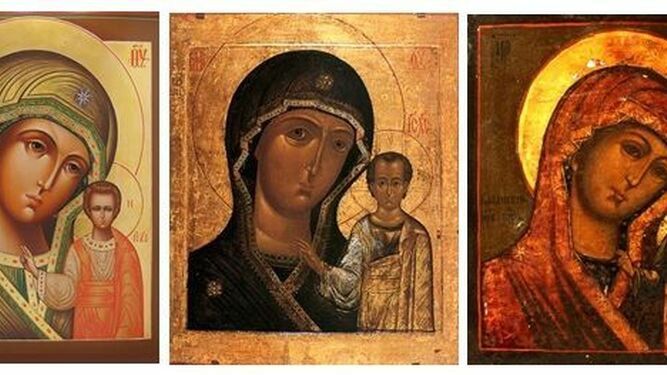 Diversas copias del icono de la Virgen de Kazán