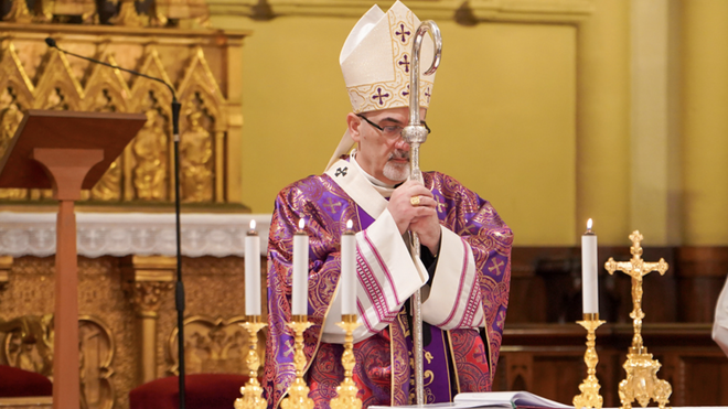 El cardenal Pizzaballa en la Misa de Difuntos, en Jerusalén