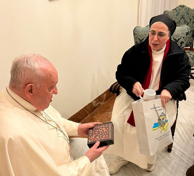 Sor Lucía, con el Papa Francisco
