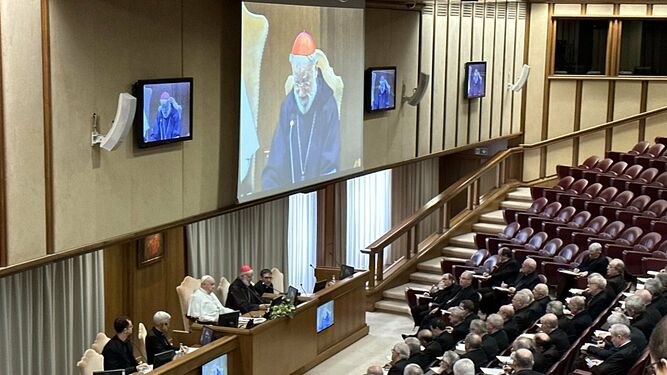 El Papa, en la reunion con los obispos españoles para abordar la reforma de los seminarios