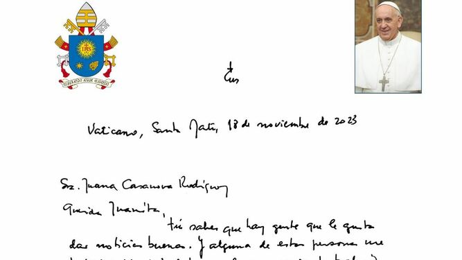 La carta de Francisco a la catequista de Lanzarote