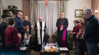 Momento de oración con el Patriarca Latino de Jerusalén