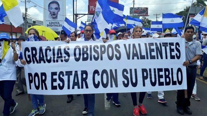 Manifestación católica en Managua. 2018