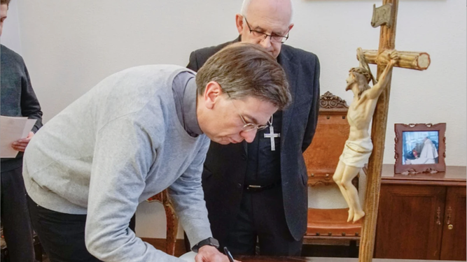 Damián Picornell, con el obispo de Albacete