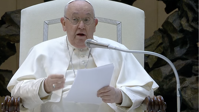 El Papa, durante su alocución en la audiencia general del miércoles