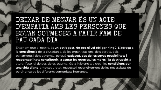 Cartel de la huelga de hambre a favor de la paz en Palestina