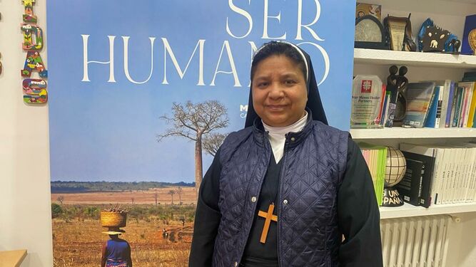 La religiosa, en la sede de Manos Unidas