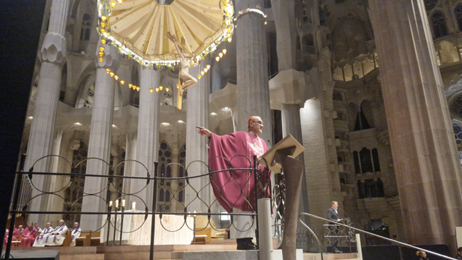 Pizzaballa, en la basílica de la Sagrada Familia