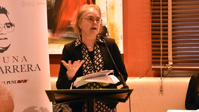 Margit Eckholt durante su conferencia en la Tribuna Joan Carrera