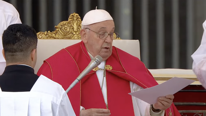 Francisco, leyendo el Angelus