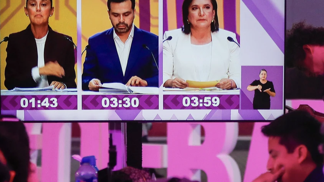 Imagen del debate entre los tres candidatos presidenciales a las elecciones en México