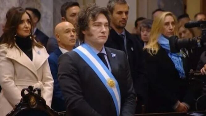 El presidente Milei durante el Tedeum