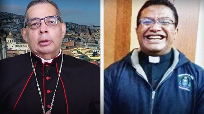Monseñor Espinoza y Miguel Augusto Yumi