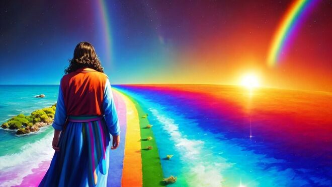 Jesús marcha sobre el arcoíris