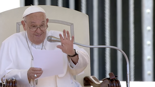 Francisco saluda a los asistentes a la audiencia