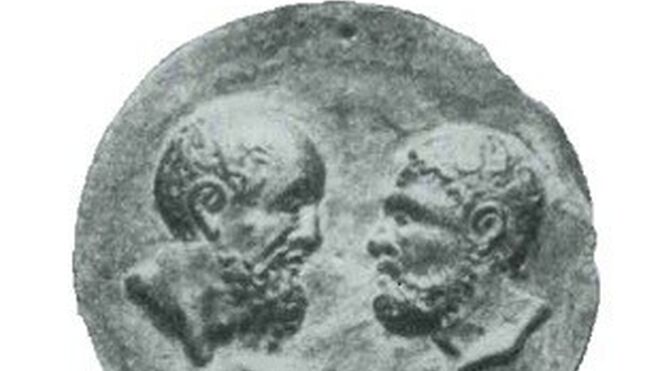 Medallón de bronce de Pedro y Pablo, hacia el año 200