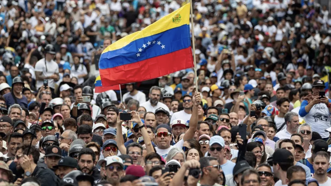 Manifestación de apoyo al candidato opositor Edmundo González