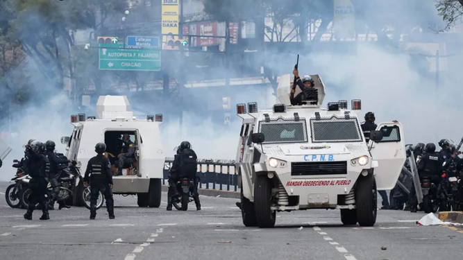 Policía Nacional de Venezuela durante las protestas