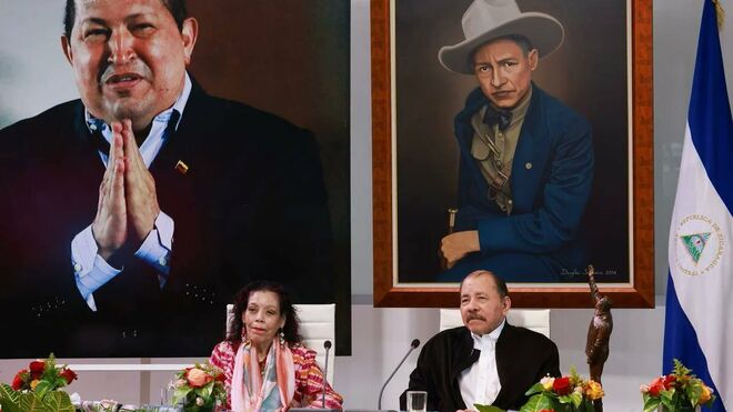 Daniel Ortega y Rosario Murillo, ayer
