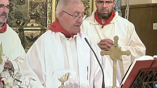 El cura, durante la ceremonia