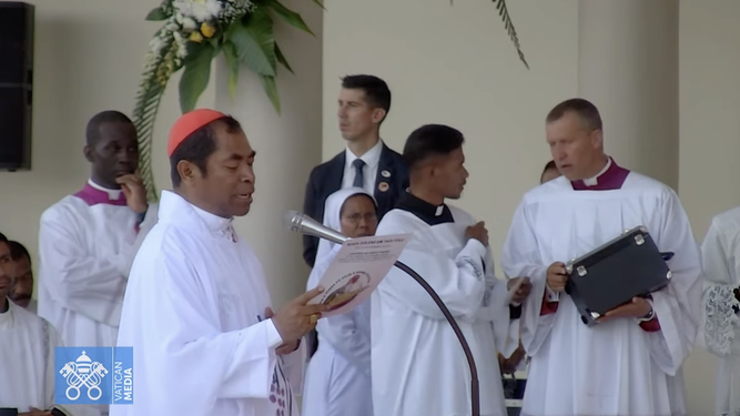 El cardenal Virgílio do Carmo da Silva pronucia sus palabras de agradecimiento