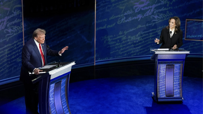 Una momento del debate entre Kamala Harris y Donald Trump