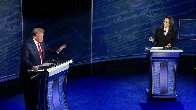 Una momento del debate entre Kamala Harris y Donald Trump