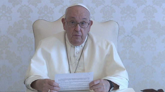 El Papa, durante su videomensaje
