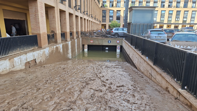 Garaje inundado por la Dana
