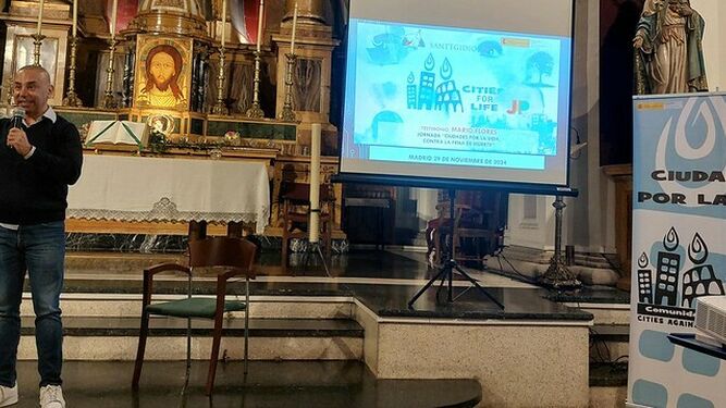 Testimonio de Flores en la jornada contra la pena de muerte en Sant'Egidio