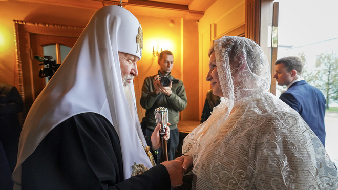 Kirill, en un acto en el monasterio de la Trinidad